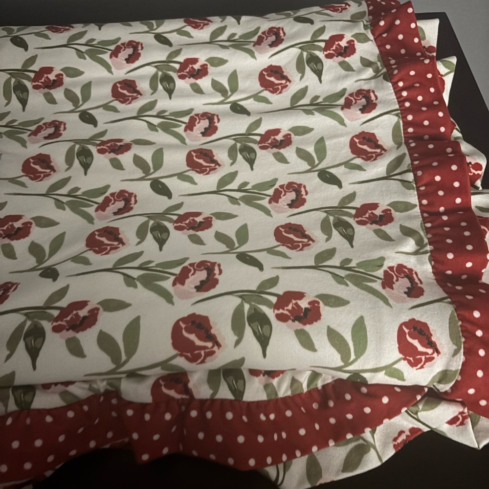 Floral and Polka Dot Ruffled Blanket